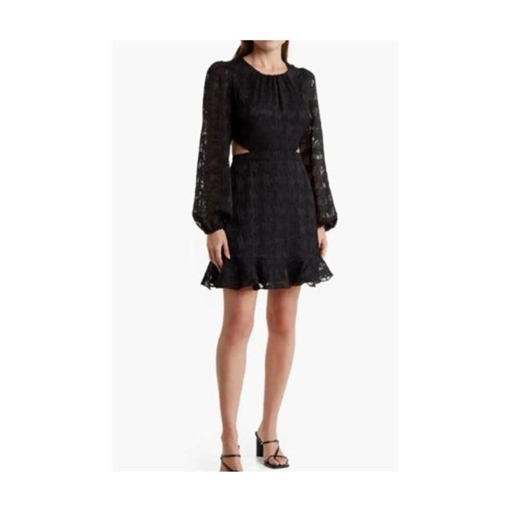 NWT ASTR Black Open Back Side Cut Out Tie Textured Mini Dress Sz XL